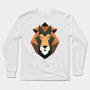 Geometric design of a lion face Long Sleeve T-Shirt
